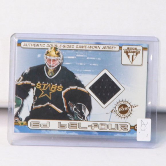 Ed Belfour & Pierre Turgeon Double Sided Game-Worn Jersey Card #65 Dallas Stars - Picture 1 of 2